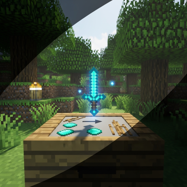 Immersive Illustration zum Thema: Diamantschwert Minecraft craften