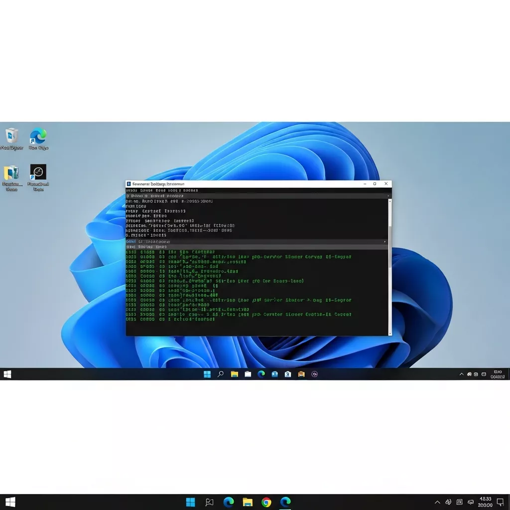 photorealistic screenshot of a Windows Server desktop with Remote Desktop Connection window open, showing a Minecraft server console running in CMD with green server log text scrolling, taskbar visible, clean modern UI, 4K resolution