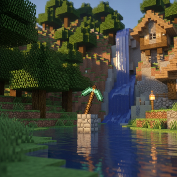 Ilustración inmersiva del tema: hosting Minecraft gratuito