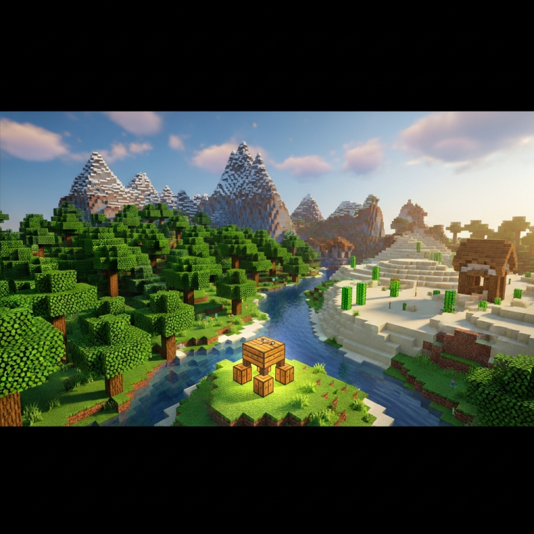 Immersive Illustration zum Thema: kostenloses Minecraft Hosting