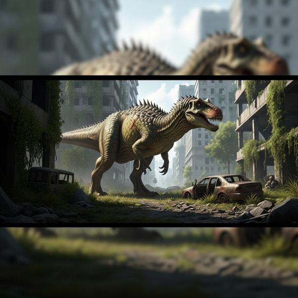 Immersive Illustration zum Thema: Giganotosaurus zähmen ARK