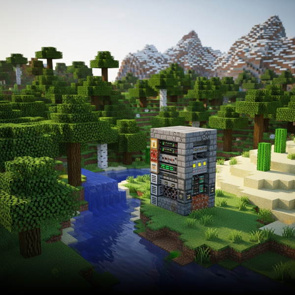 Ilustración inmersiva del tema: alquilar servidor Minecraft