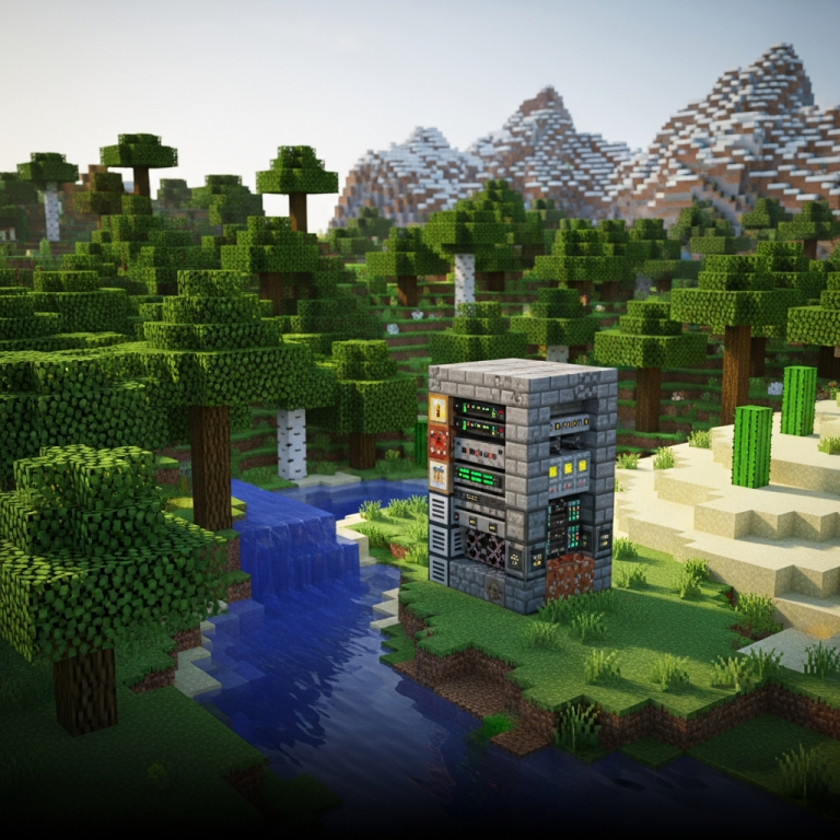 Ilustración inmersiva del tema: alquilar servidor Minecraft