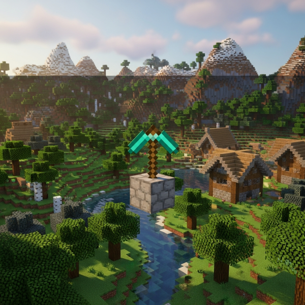Ilustración inmersiva del tema: alquiler servidor Minecraft