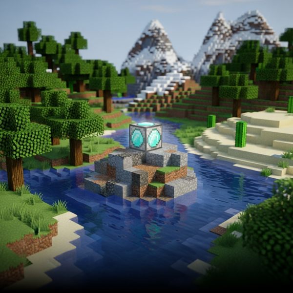 Ilustración inmersiva del tema: crear servidor Minecraft multijugador