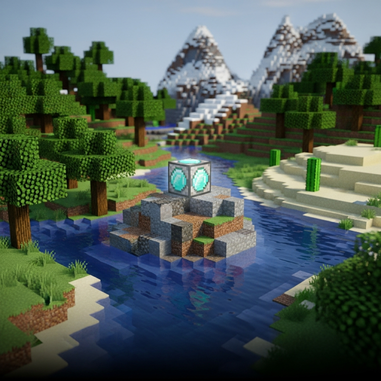 Ilustración inmersiva del tema: crear servidor Minecraft multijugador