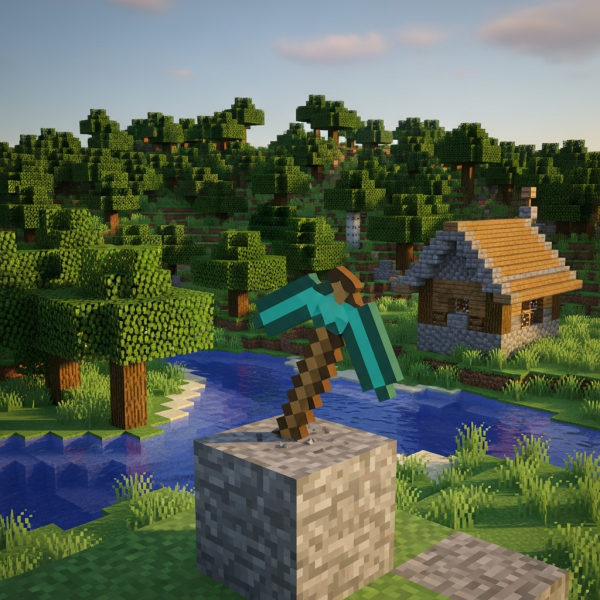 Ilustración inmersiva del tema: hosting Minecraft de pago