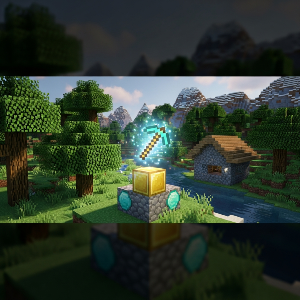 Ilustración inmersiva del tema: alquiler servidor Minecraft bajo demanda
