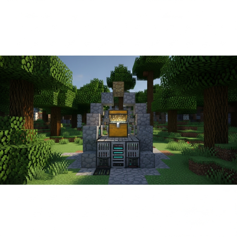 Ilustración inmersiva del tema: hosting Minecraft administrado