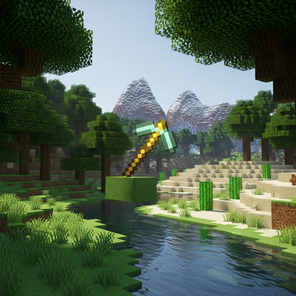 Ilustración inmersiva del tema: servidor Minecraft barato