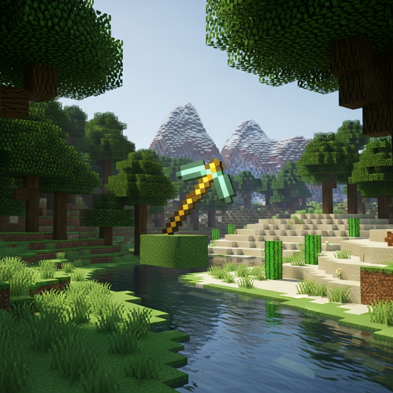 Ilustración inmersiva del tema: servidor Minecraft barato