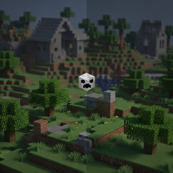 Immersive Illustration zum Thema: kostenlose Minecraft Server