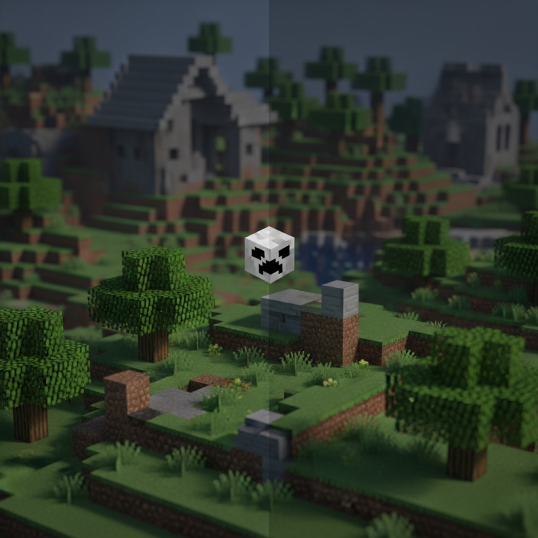 Immersive Illustration zum Thema: kostenlose Minecraft Server