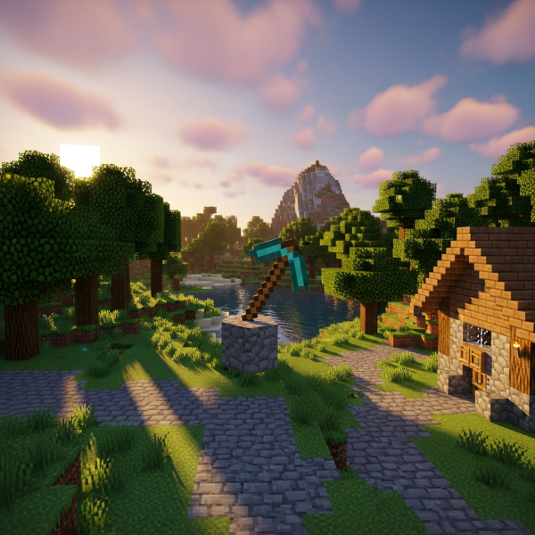 Ilustración inmersiva del tema: alquiler servidor Minecraft corta duración