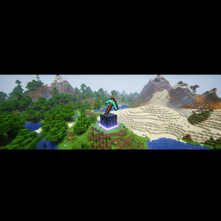 Illustration immersive du sujet : serveur Minecraft multijoueur