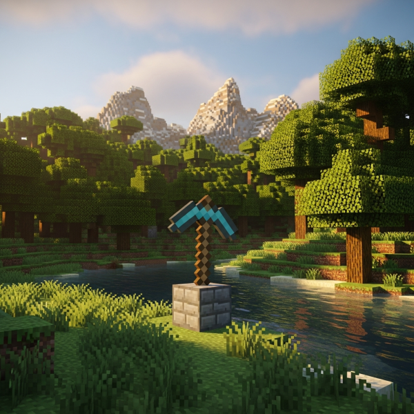 Immersive Illustration zum Thema: kostenloses Minecraft Hosting