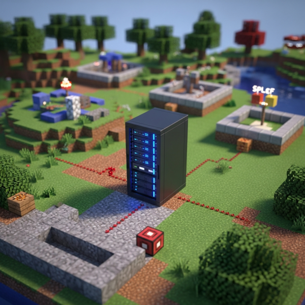 Illustration immersive du sujet : créer un serveur Minecraft