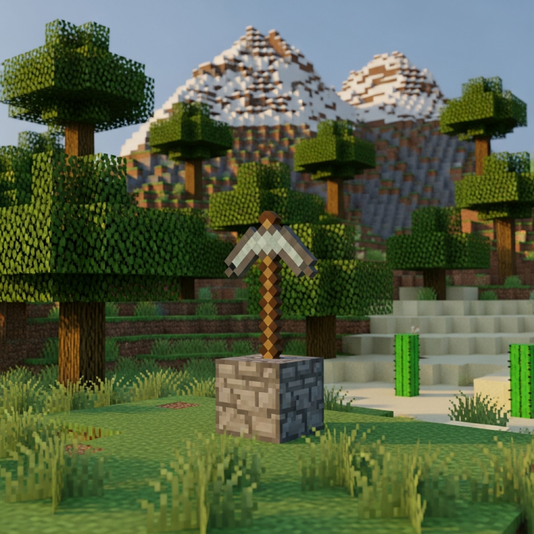 Ilustración inmersiva del tema: servidor Minecraft gratuito