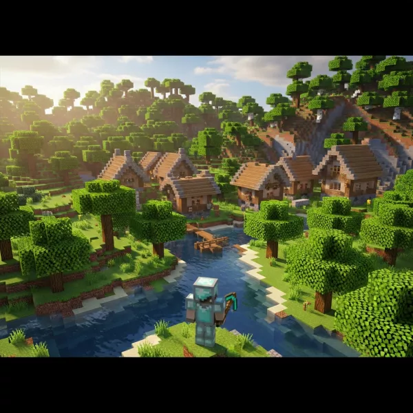 Illustration immersive du sujet : serveur Minecraft Bedrock